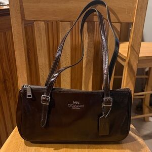 Coach Dark Brown Patent Leather Shoulder Bag